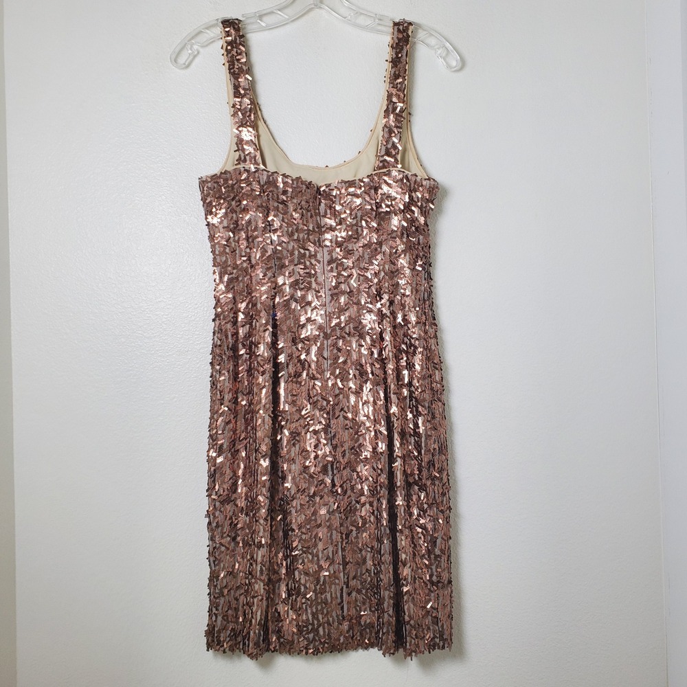 Suzi Chin for Maggy Boutique‎ Rose Gold Sequin Cocktail Dress Size 6 Scoop Neck - Picture 7 of 10